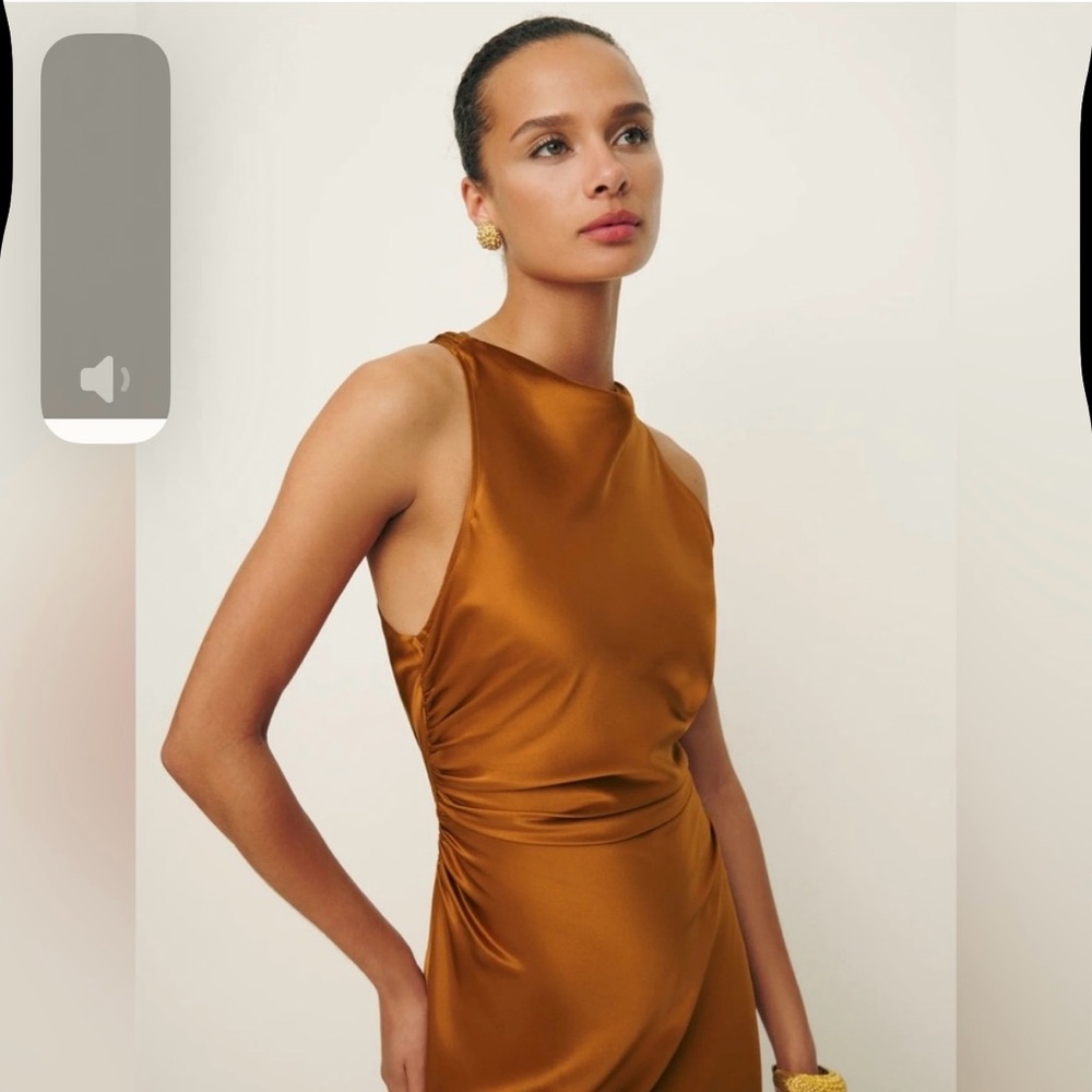 Reformation Anaiis Silk Dress - Copper - Picture 3 of 13